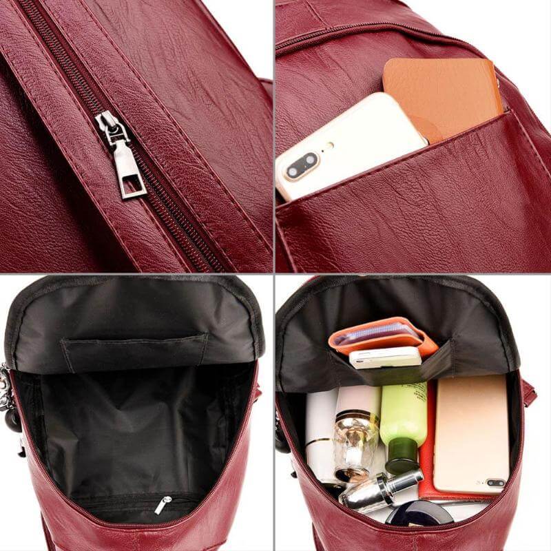 Sac à dos femme | Cuir imperméable, sac de voyage | Organisé