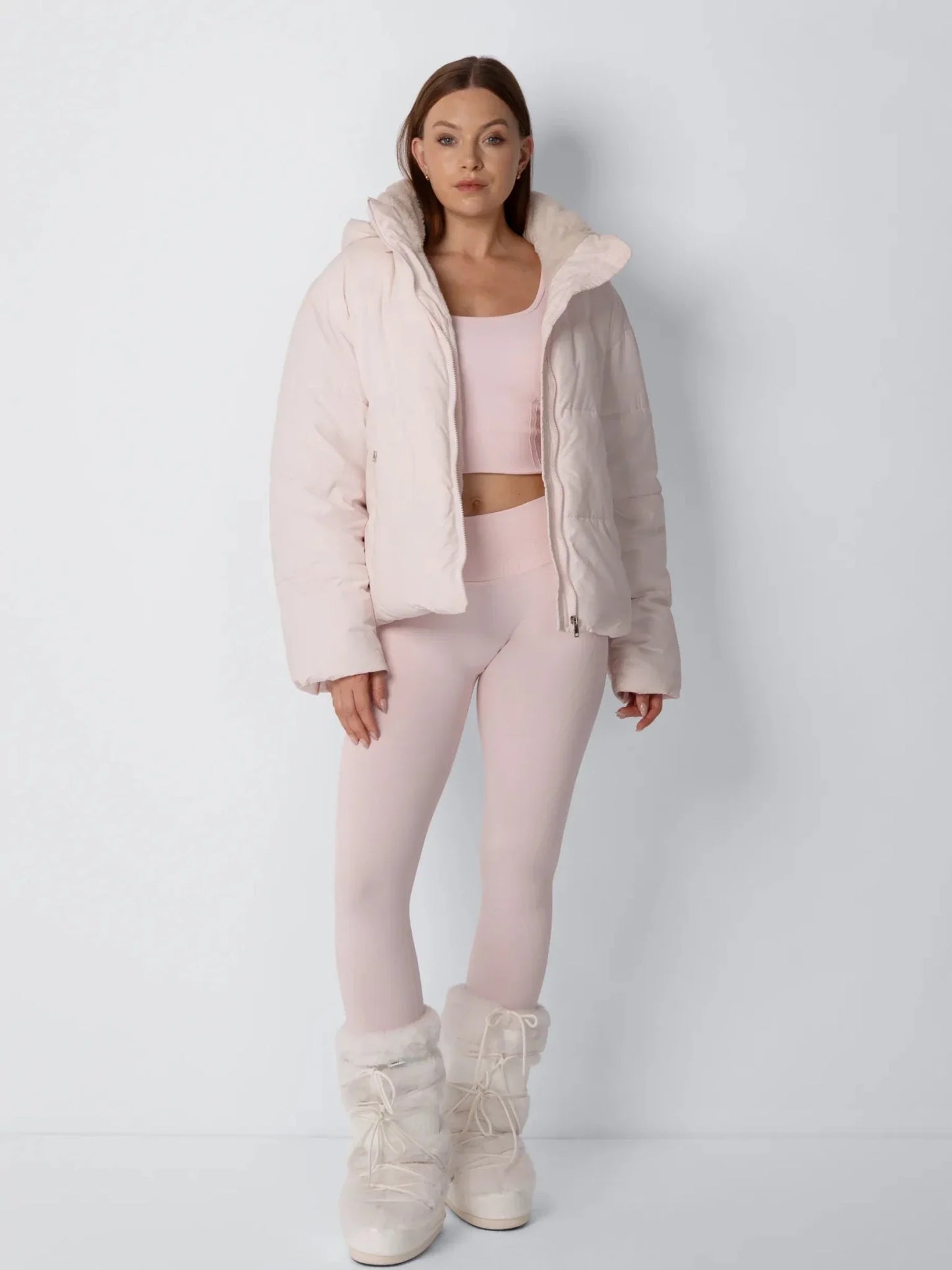 Veste Puffer Courte | Doublure Fourrure Synthétique, Capuche Amovible