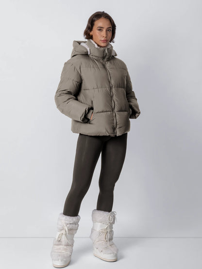 Veste Puffer Courte | Doublure Fourrure Synthétique, Capuche Amovible