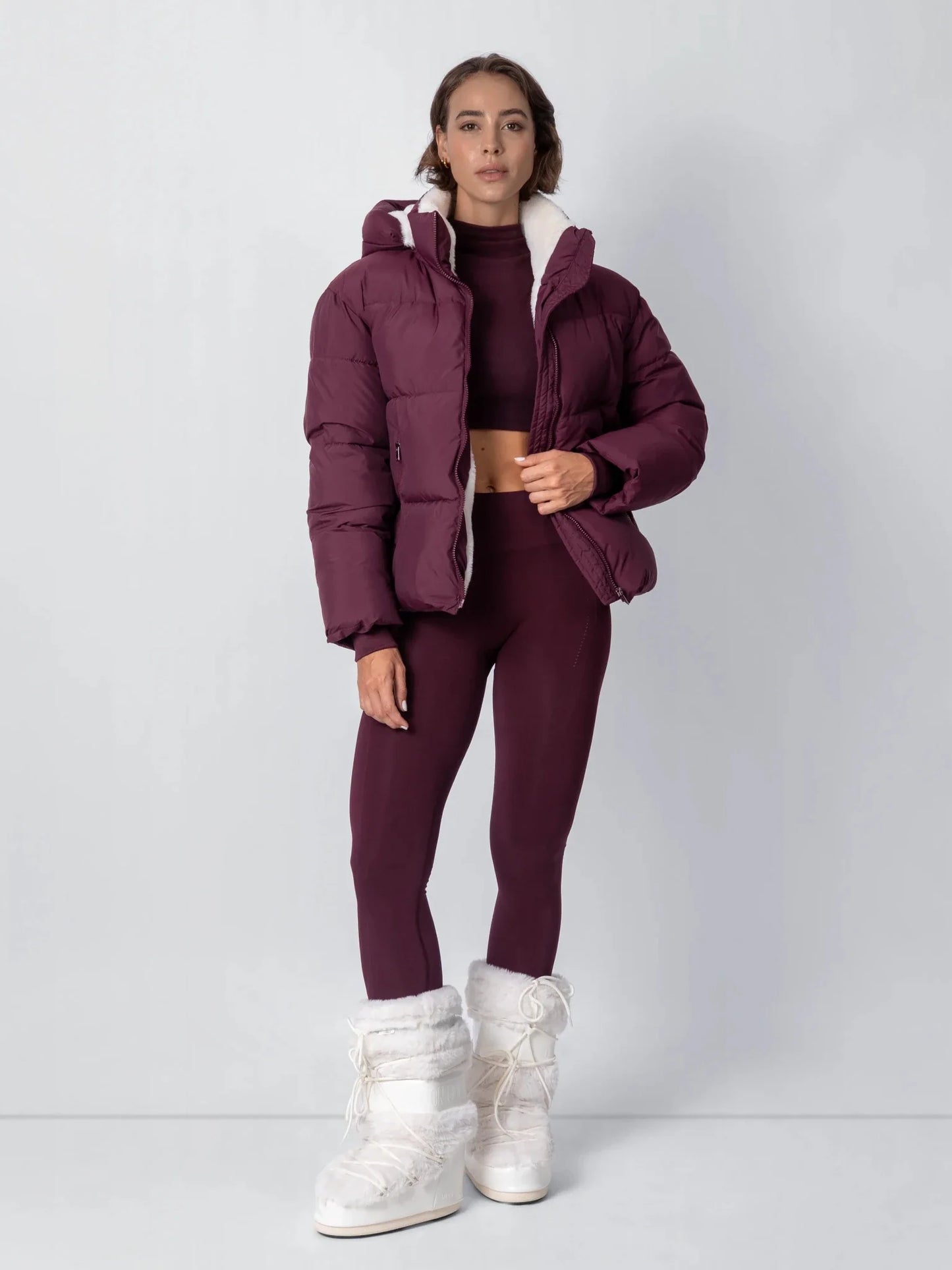 Veste Puffer Courte | Doublure Fourrure Synthétique, Capuche Amovible