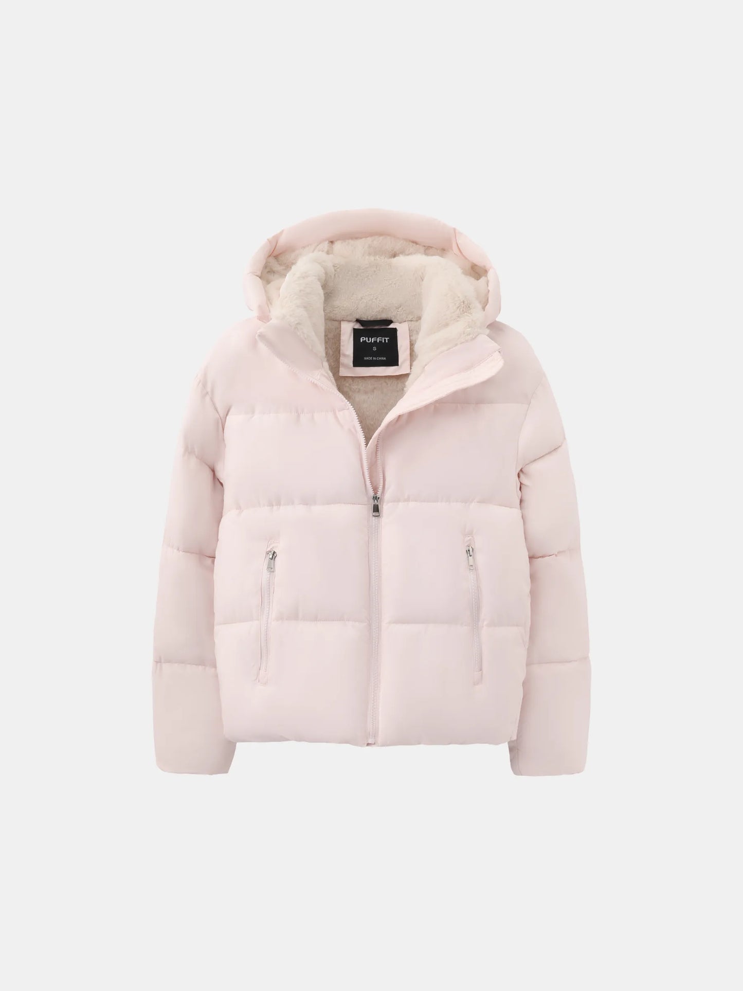 Veste Puffer Courte | Doublure Fourrure Synthétique, Capuche Amovible