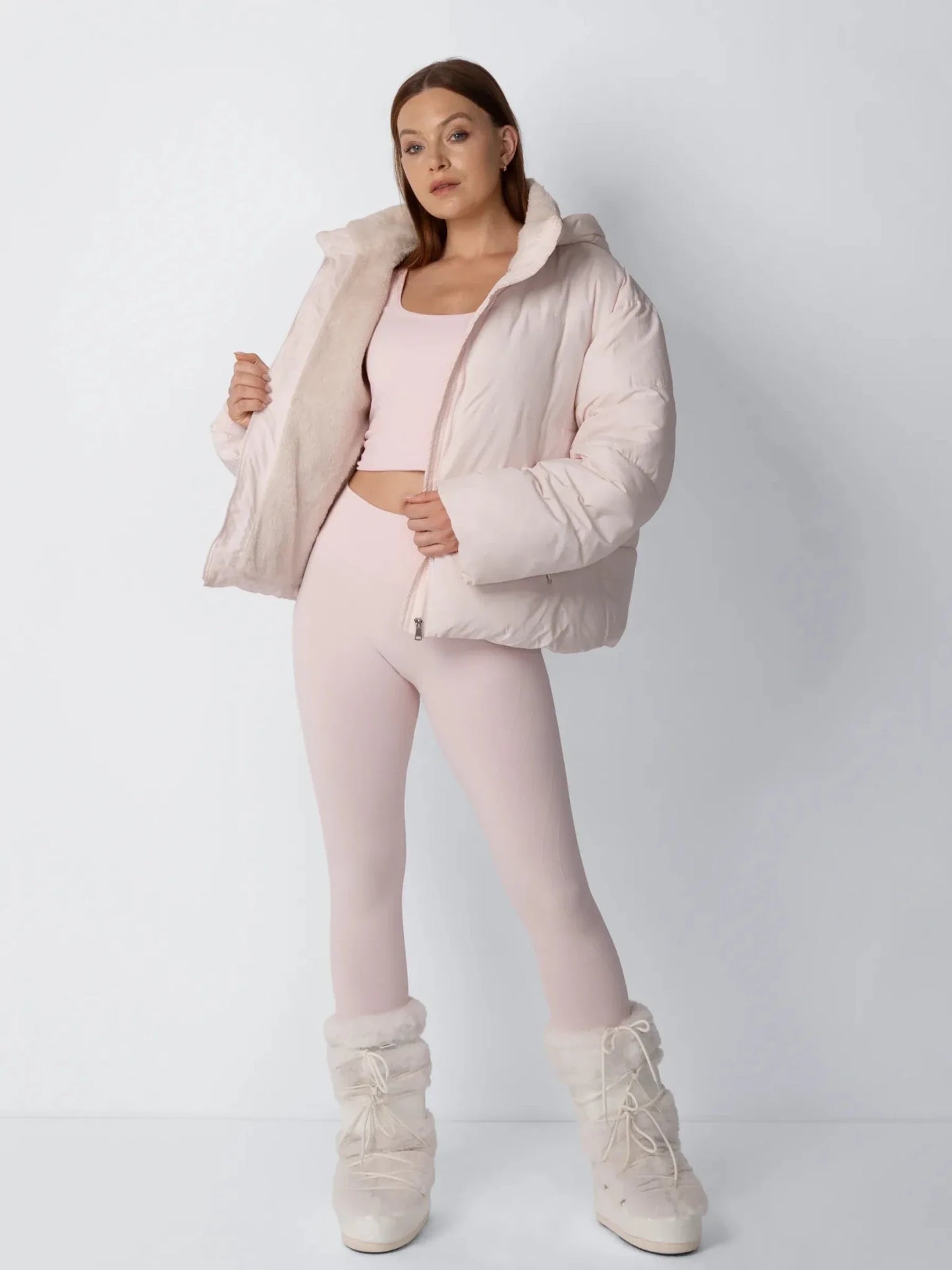 Veste Puffer Courte | Doublure Fourrure Synthétique, Capuche Amovible