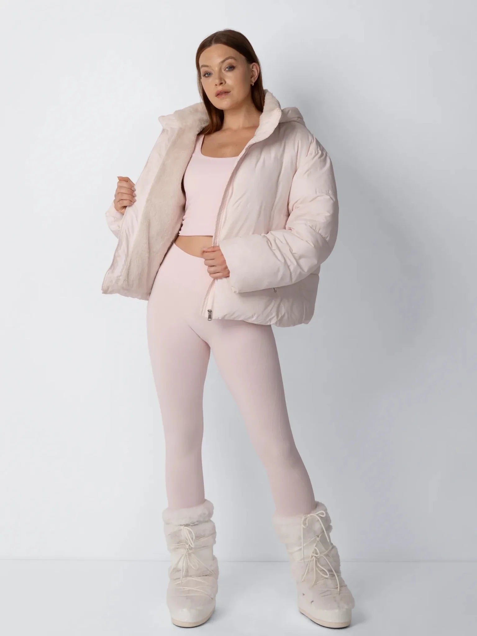 Veste Puffer Courte | Doublure Fourrure Synthétique, Capuche Amovible