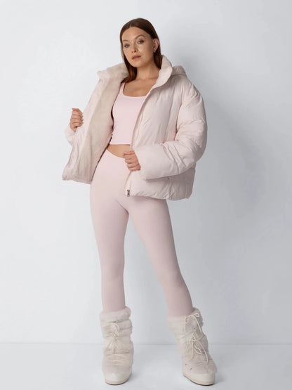 Veste Puffer Courte | Doublure Fourrure Synthétique, Capuche Amovible