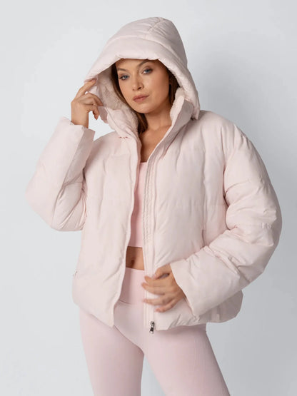 Veste Puffer Courte | Doublure Fourrure Synthétique, Capuche Amovible