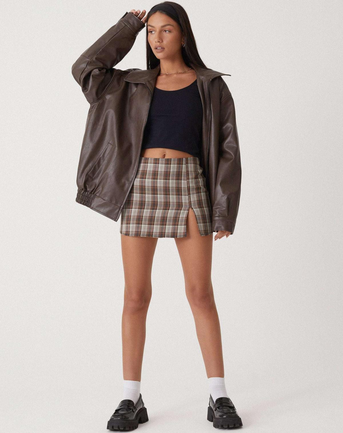 Veste en Cuir Femme – Coupe Oversize – Longueur Hanche – Fermeture Éclair Devant