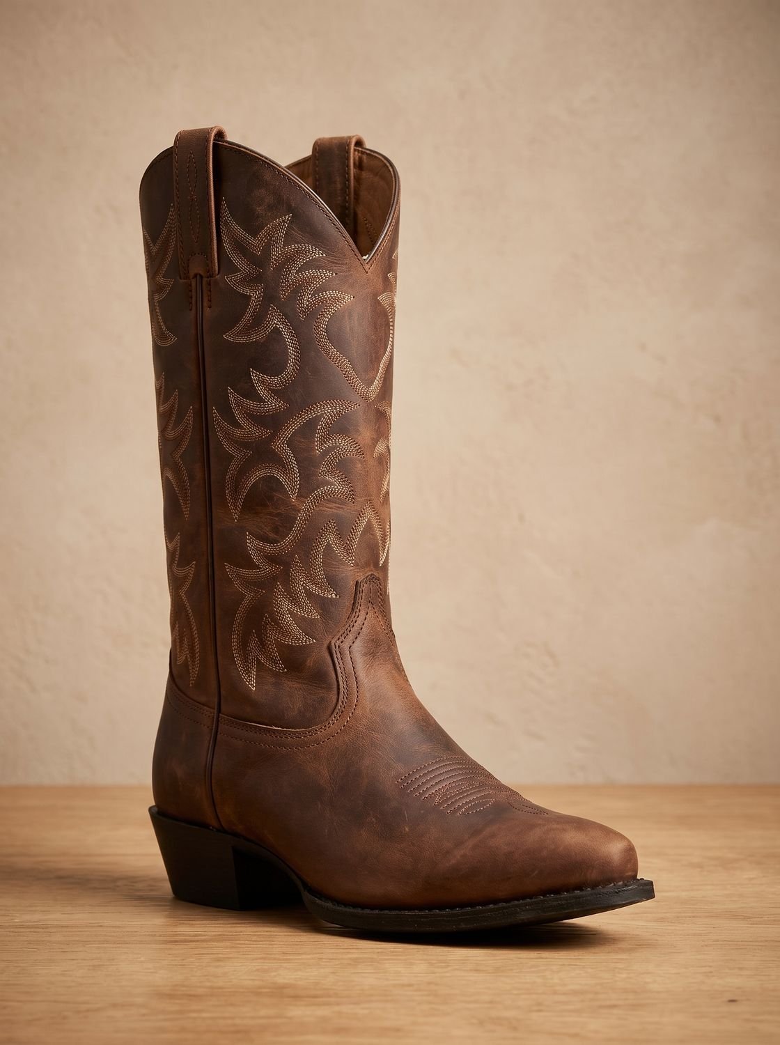 Boots cowboy femme mi-mollet talon bloc brodées bout pointu style western