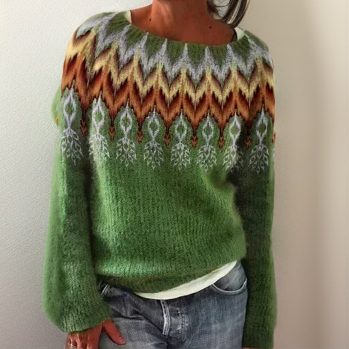Pull Fair Isle Géométrique Femme | Motif Chevron | Tricot Hiver