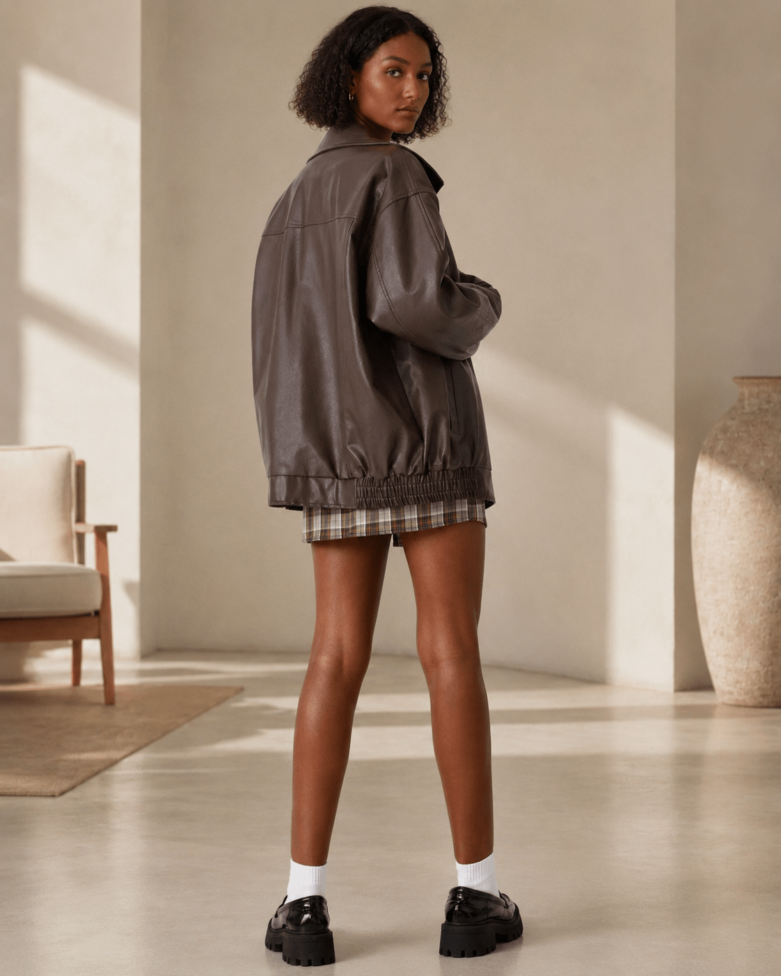 Veste Femme Oversized | Imitation Cuir, Décontracté