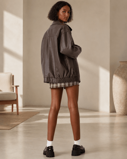 Veste Femme Oversized | Imitation Cuir, Décontracté