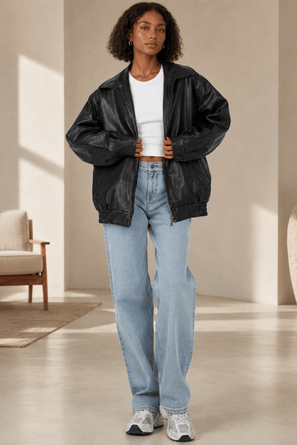 Veste Femme Oversized | Imitation Cuir, Décontracté