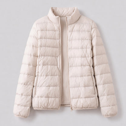 Doudoune légère compressible femme avec duvet d'oie et col montant