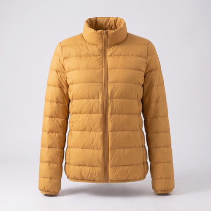 Doudoune légère compressible femme avec duvet d'oie et col montant