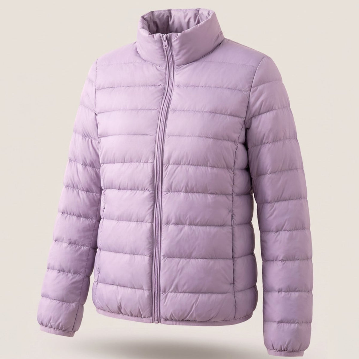 Doudoune légère compressible femme avec duvet d'oie et col montant
