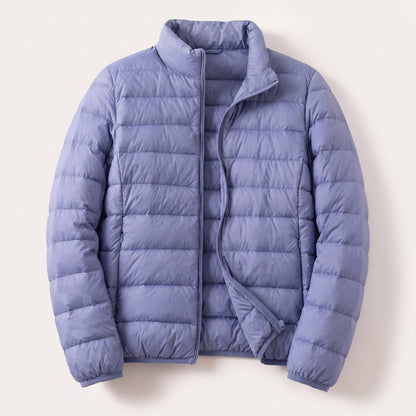Doudoune légère compressible femme avec duvet d'oie et col montant