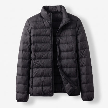 Doudoune légère compressible femme avec duvet d'oie et col montant