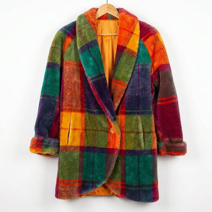 Manteau Femme Laine à Carreaux | Oversizé, Long | Chaleur Hivernale