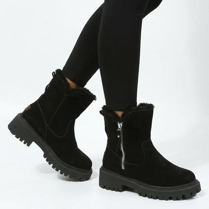Bottines femme fourrées hiver doublure imitation fourrure semelle antidérapante