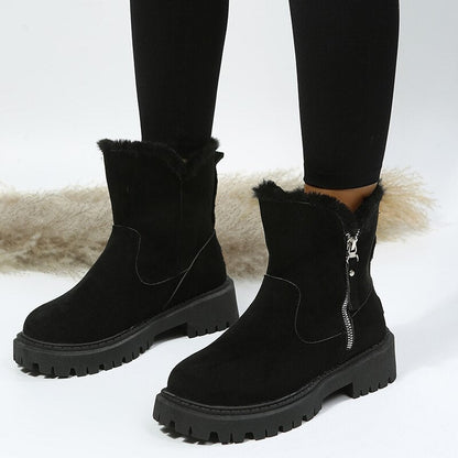 Bottines femme fourrées hiver doublure imitation fourrure semelle antidérapante