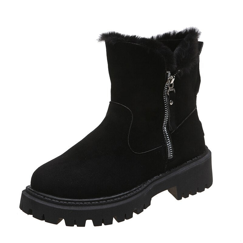 Bottines femme fourrées hiver doublure imitation fourrure semelle antidérapante
