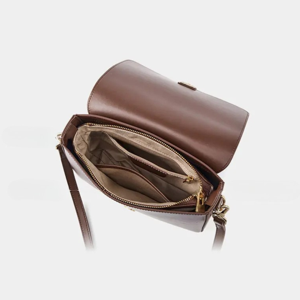 Sac à Main Vintage Cuir | Bandoulière Ajustable, Détails Or
