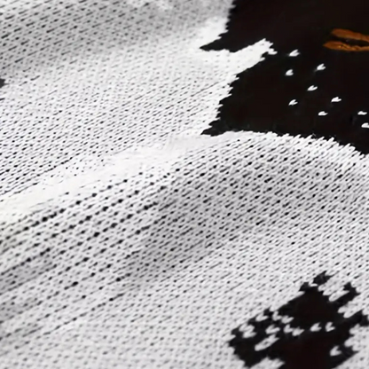 Pull de noël homme renne brodé avec motif arc-en-ciel, manches longues