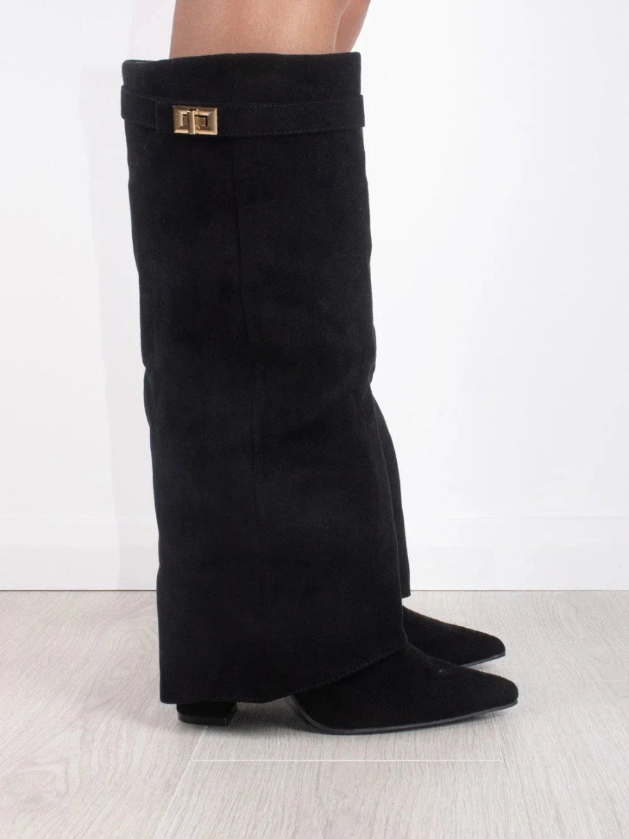 Bottes hautes en suède élégantes - Mode femme - Chic et confort-Chaussures-PARIS FEMME