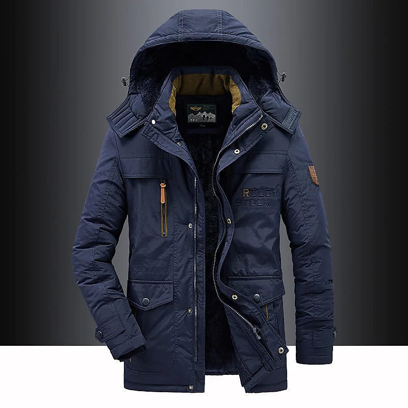 Parka mi-long homme à capuche et fermeture zippée