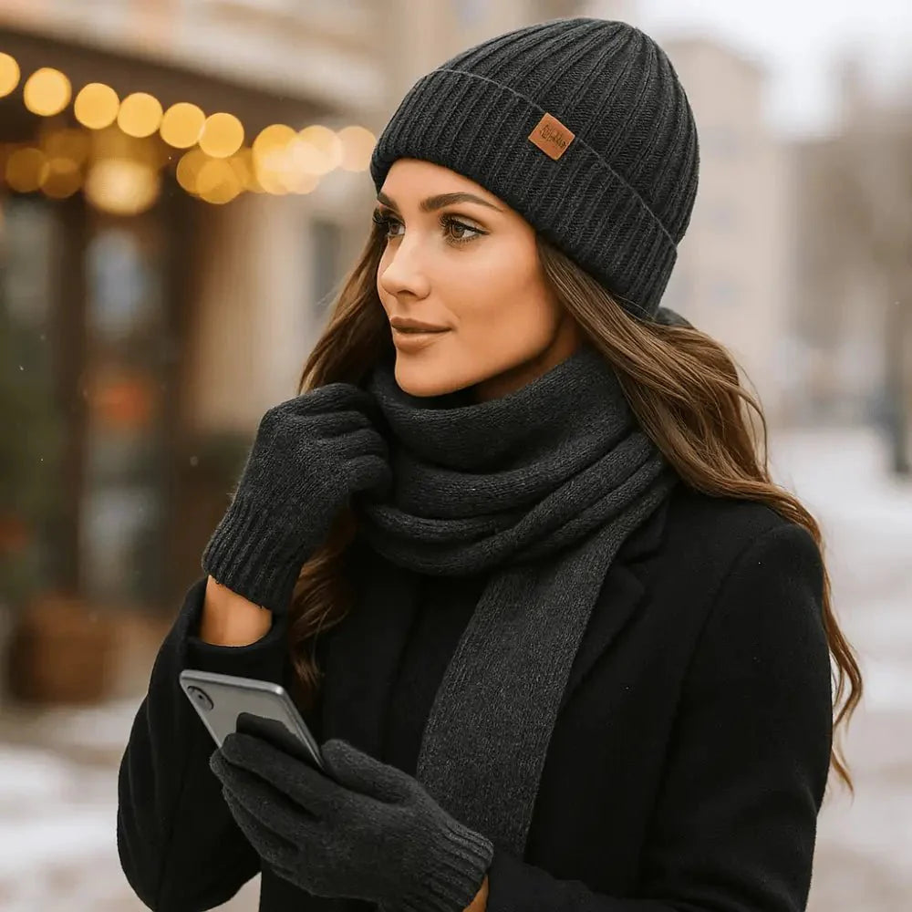 handschuhe und schals Ensemble Mütze Schal Handschuhe – Limitierte Auflage – PARIS FEMME